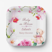 Baby in Bloom bloemendouche voor een meisje Papieren Bordje (Voorkant)