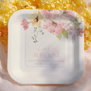 Baby in Bloom Bloemenkind Baby Shower Papieren Bordje