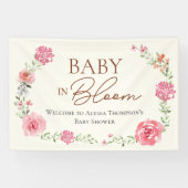 Baby In Bloom Bloemenmeisje Baby Shower Aangepast Spandoek (Horizontaal)