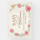 Baby In Bloom Bloemenmeisje Baby Shower Aangepast Spandoek (Verticaal)