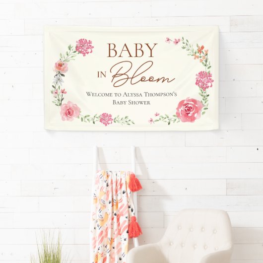 Baby In Bloom Bloemenmeisje Baby Shower Spandoek (Insitu)