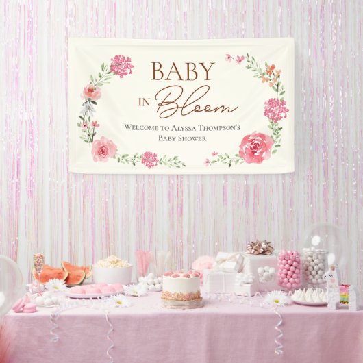 Baby In Bloom Bloemenmeisje Baby Shower Spandoek (Feest)
