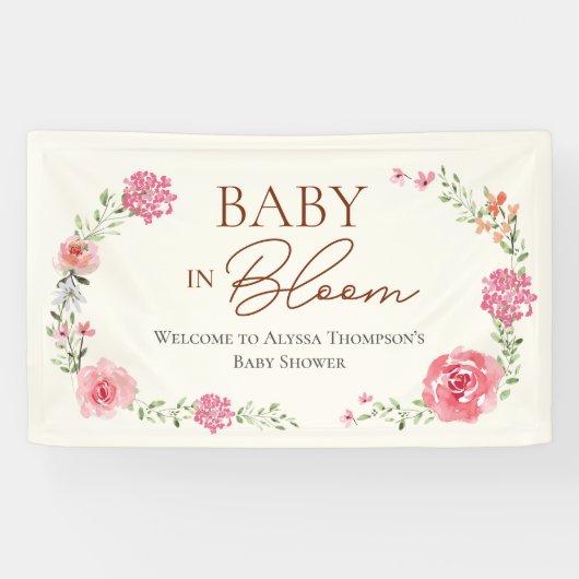 Baby In Bloom Bloemenmeisje Baby Shower Spandoek (Horizontaal)