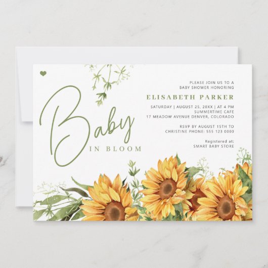 Baby in bloom bloemenneutraal geslachtsneutraal ba kaart (Voorkant)