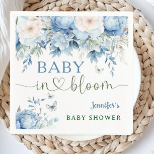 Baby in Bloom Bloemige Baby Shower Stofblauw Servet