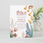 Baby in Bloom Bloemige babyshower uitnodiging (Staand voorkant)