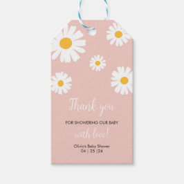 Baby In Bloom, Bloemige Daisy Meisje Baby Shower Cadeaulabel