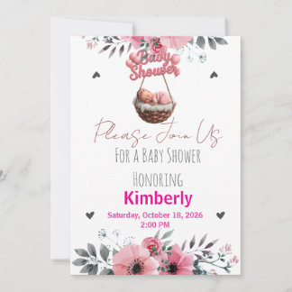 Baby in Bloom bloemige lelies meisje babyshower Ui Kaart