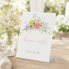 Baby in Bloom Bloemrijke Luier Raffle Reclamebord Met Voetstuk