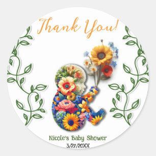 Baby in Bloom Bloemrijke Wingerdrankblad Baby Show Ronde Sticker