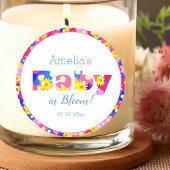 Baby in Bloom Blue Baby shower Ronde Sticker