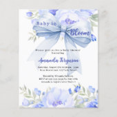 Baby in bloom blue bow boy Baby shower uitnodiging (Voorkant)
