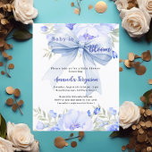 Baby in bloom blue bow boy Baby shower uitnodiging