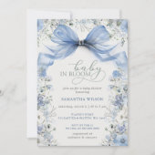 Baby in Bloom Blue Bow Floral Boy Baby shower Kaart (Voorkant)