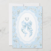 Baby in Bloom Blue Bow Floral Lace Baby Shower Kaart (Achterkant)