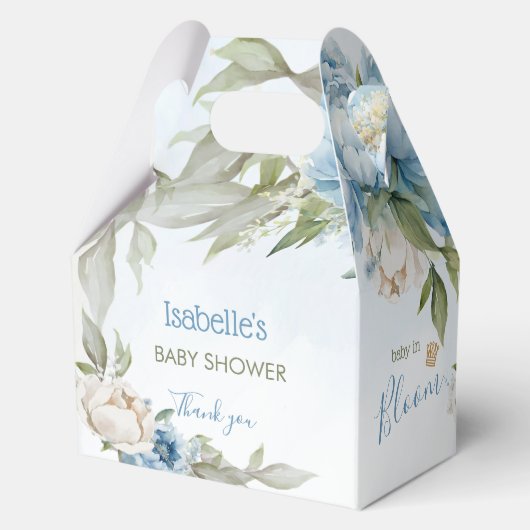 Baby in Bloom Blue Boy Baby shower Medium Gable Bedankdoosjes (Achterkant)