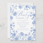 Baby in Bloom Blue Chinoiserie Baby shower Kaart (Voorkant)