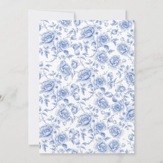 Baby in Bloom Blue Chinoiserie Baby shower Kaart (Achterkant)