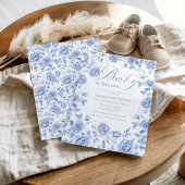 Baby in Bloom Blue Chinoiserie Baby shower Kaart