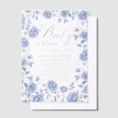 Baby in Bloom Blue Chinoiserie Baby shower Vellum Uitnodigingen (Offset)