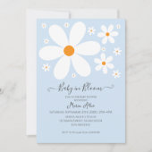 Baby in Bloom Blue Daisy Baby shower Uitnodiging (Voorkant)