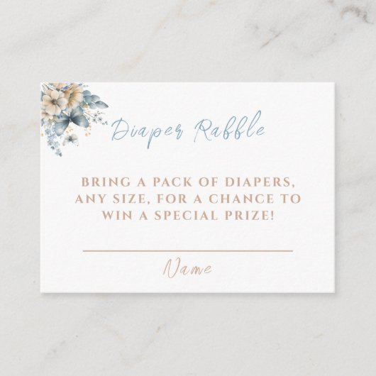 Baby in Bloom Blue Diaper Raffle Baby shower Informatiekaartje (Voorkant)