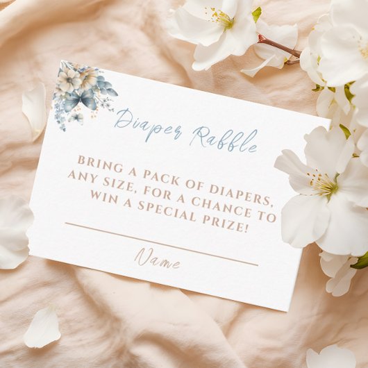 Baby in Bloom Blue Diaper Raffle Baby shower Informatiekaartje