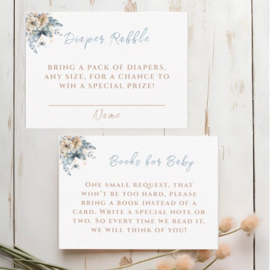 Baby in Bloom Blue Diaper Raffle Baby shower Informatiekaartje