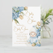 Baby in Bloom Blue Floral Baby Boy Kaart (Staand voorkant)