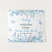 Baby in Bloom Blue Floral Baby shower Achtergrond Wandkleed (Voorkant (horizontaal))