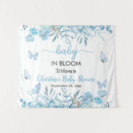 Baby in Bloom Blue Floral Baby shower Achtergrond Wandkleed