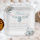 Baby in Bloom Blue Floral Baby Shower Papieren Bordje