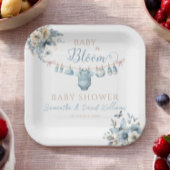 Baby in Bloom Blue Floral Baby Shower Papieren Bordje