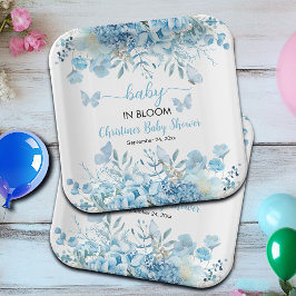 Baby in Bloom Blue Floral Baby shower Papieren Bordje