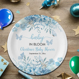 Baby in Bloom Blue Floral Baby shower Papieren Bordje