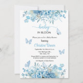Baby in Bloom Blue Floral Baby shower Uitnodiging (Voorkant)