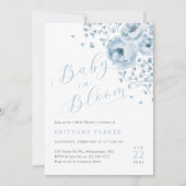 Baby in Bloom Blue Floral Baby shower Uitnodiging (Voorkant)