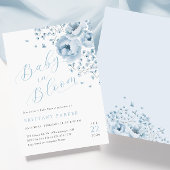 Baby in Bloom Blue Floral Baby shower Uitnodiging
