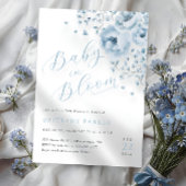 Baby in Bloom Blue Floral Baby shower Uitnodiging