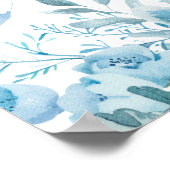 Baby in Bloom Blue Floral Baby shower Welkom Poster (Hoek)