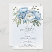 Baby in Bloom Blue Floral Boy Baby shower Kaart (Voorkant)