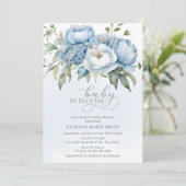 Baby in Bloom Blue Floral Boy Baby shower Kaart (Staand voorkant)