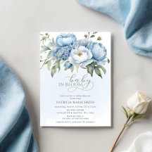 Baby in Bloom Blue Floral Boy Baby shower