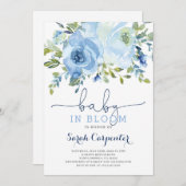 Baby in Bloom blue floral boy-uitnodiging Kaart (Voorkant / Achterkant)
