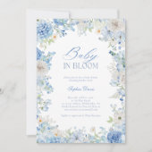 Baby in Bloom Blue Floral Waterverf Baby shower Kaart (Voorkant)