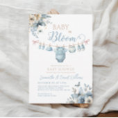 Baby in Bloom Blue Flower Butterfly Baby shower Kaart