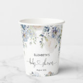 Baby in Bloom Blue Garden Baby Shower Papieren Bekers (Achterkant)
