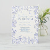 Baby in Bloom Blue Garden Chinoiserie Baby shower Kaart (Staand voorkant)