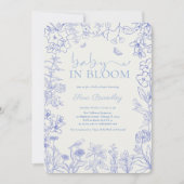 Baby in Bloom Blue Garden Chinoiserie Baby shower Kaart (Voorkant)
