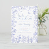 Baby in Bloom Blue Garden Chinoiserie Baby shower Kaart (Staand voorkant)